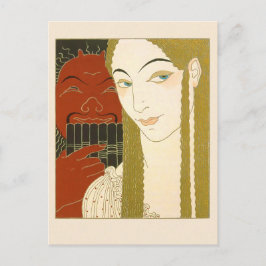 Barbier Art Deco Illustration Frauen und Teufel Postkarte