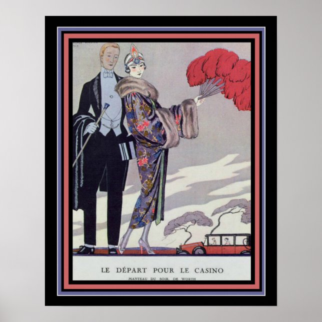 Barbier Art Déco "Partir pour le Casino" 16 x 20 (Devant)