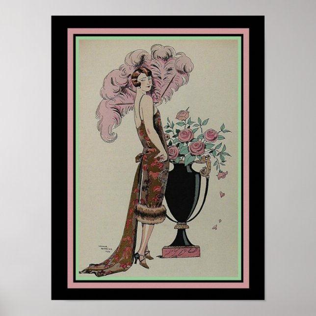 Barbier Art Deco Print Rouge Et oder 13 x 19 Poster (Vorne)