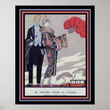Barbier Art Deco "Verlassend für das Casino" 16 x 