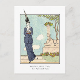 Barbier French Art Deco Fashion Beau Temps Postkarte