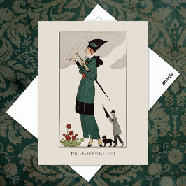 Barbier Green Anzug Französisch Vintage Mode Postkarte