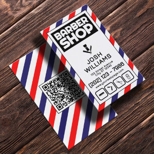 Barbier Streifen blau und rot Barbershop-Logo Visitenkarte