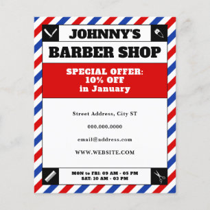 Barbier-Streifen rot-blauer Rahmen Flyer