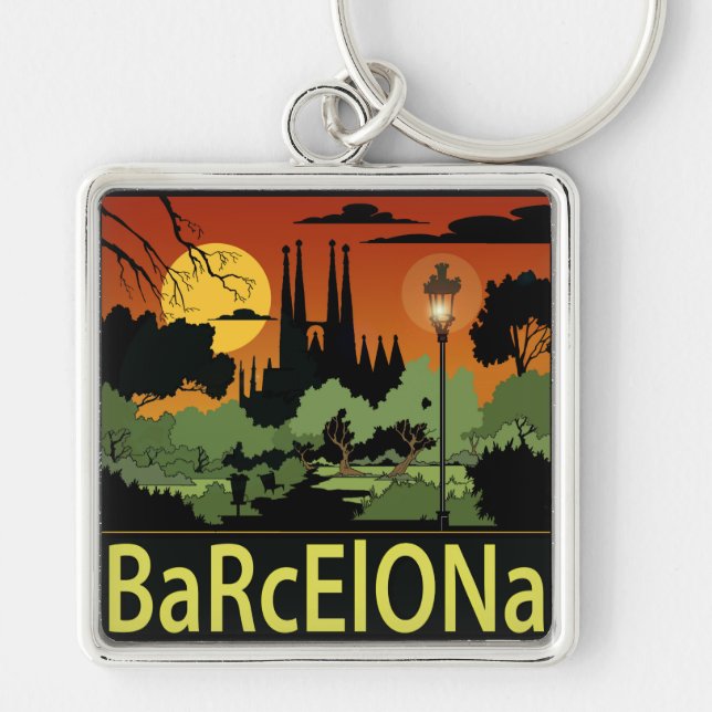 Barcelona (2,00") Premium Square Schlüsselanhänger (Vorne)