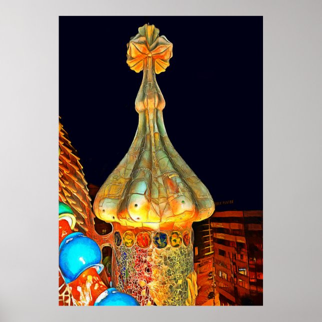 Barcelona. Abend in Casa Batlló. Poster (Vorne)