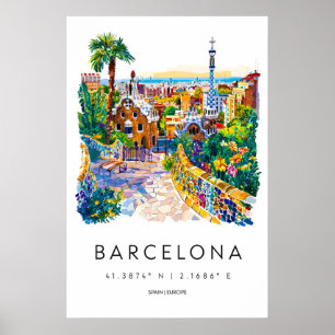Barcelona Aquarell 1 Poster