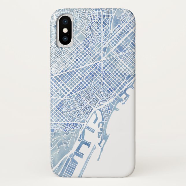 Barcelona-Aquarell-Karte Case-Mate iPhone Hülle (Rückseite)