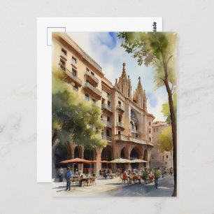 Barcelona Aquarellkunst Postkarte