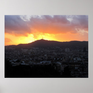 Barcelona bei Sonnenuntergang (Leinwand) Poster
