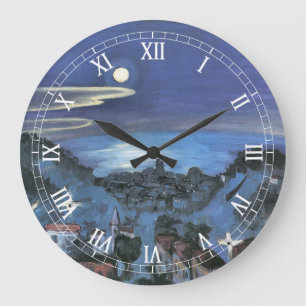 Barcelona Blick auf die Stadt bei Nacht von Walter Große Wanduhr