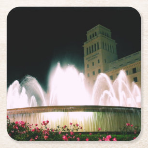 Barcelona Brunnen - Placa de Catalunya - Untersetz Rechteckiger Pappuntersetzer