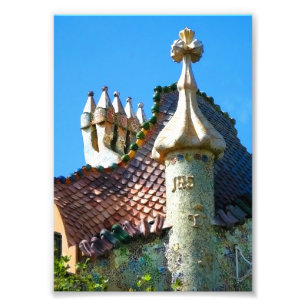 Barcelona, Detail von Gaudi Architektur Fotodruck