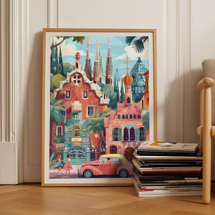 Barcelona Druck Barcelona Illustration Spanien Rei Poster