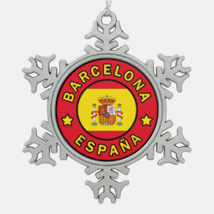 Barcelona España Schneeflocken Zinn-Ornament