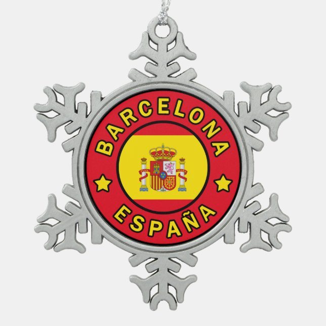 Barcelona España Schneeflocken Zinn-Ornament (Vorderseite)