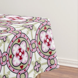Barcelona-Fliesen-Blume mit rosa Bändern Tischdecke