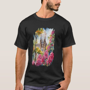 Barcelona Frühling Malerei Aquarell Kunst Vintage T-Shirt