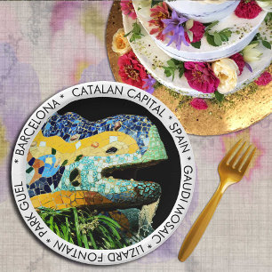Barcelona, Gaudi - Eidechse, Spanien (Partyessen) Pappteller