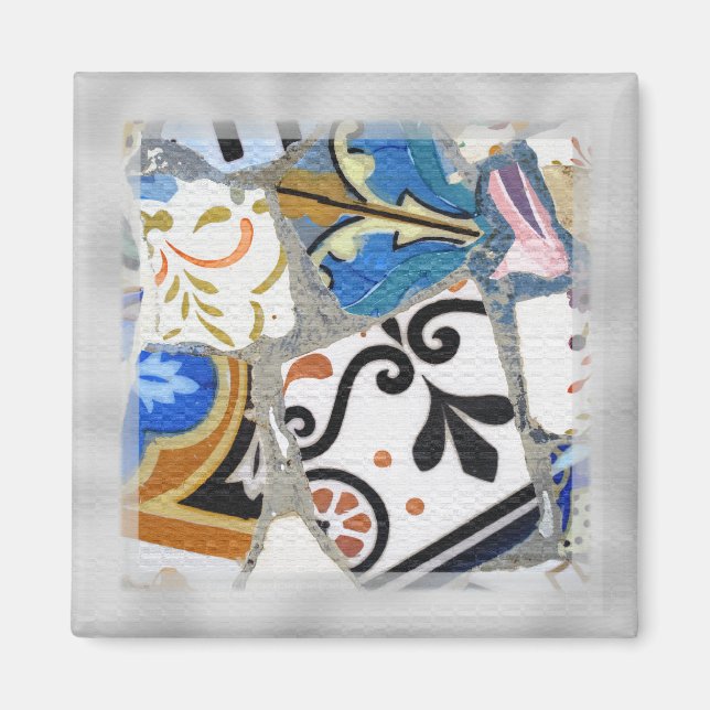 Barcelona Gaudi Mosaics Nah Magnet (Vorne)