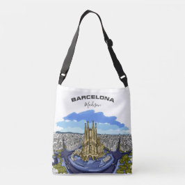 Barcelona Illustration individuelle Name Tote Tasc Tragetaschen Mit Langen Trägern