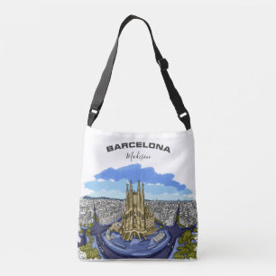 Barcelona-Illustrations-Name-Taschentaschen Tragetaschen Mit Langen Trägern
