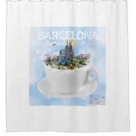 Barcelona im Teacup - Sagrada Familia Skyline Duschvorhang