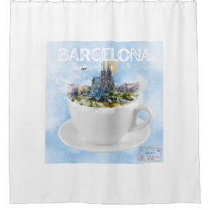 Barcelona im Teacup - Sagrada Familia Skyline Duschvorhang