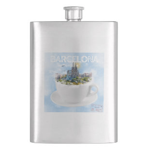 Barcelona im Teacup - Sagrada Familia Skyline Flachmann