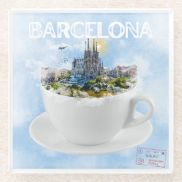 Barcelona im Teacup - Sagrada Familia Skyline Glasuntersetzer