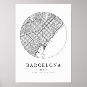 Barcelona Kartografie Karte Poster