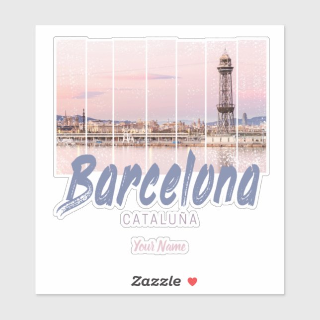 Barcelona - Katalonien - Sonnenuntergang Skyline S Aufkleber (Blatt)