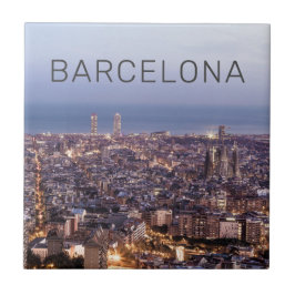 Barcelona Katalonien Sunset Skyline Spanien Stadt Fliese