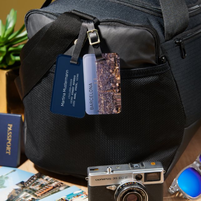 Barcelona Katalonien Sunset Skyline Spanien Stadt Gepäckanhänger (Vorderseite & Rückseite)