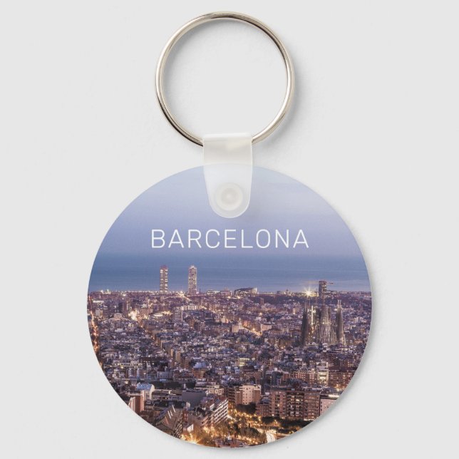 Barcelona Katalonien Sunset Skyline Spanien Stadt Schlüsselanhänger (Vorderseite)