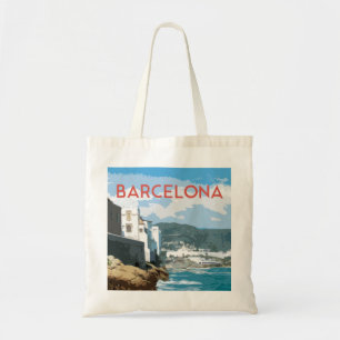 Barcelona-Küste, Vintage Reiseart Spaniens Tragetasche