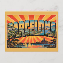 Barcelona Küstenhügel Kiefernwald Vintage Reise