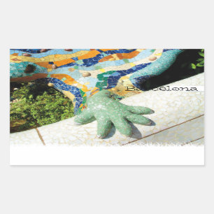 Barcelona Lizard Hand Mosaics Rechteckiger Aufkleber