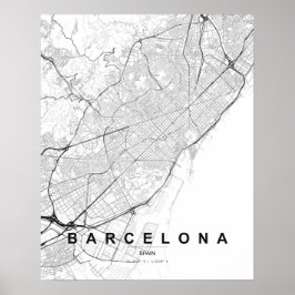 Barcelona-Minimalistische Karte (Schwarz & Weiß) Poster