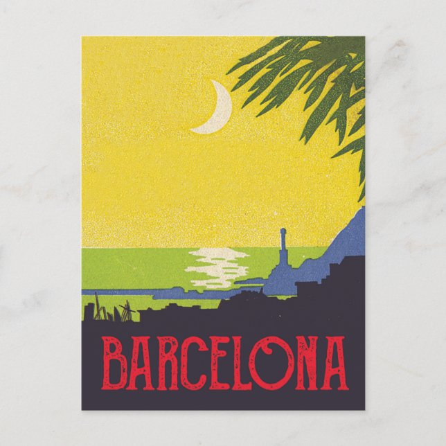 Barcelona nach Nacht Postkarte (Vorderseite)
