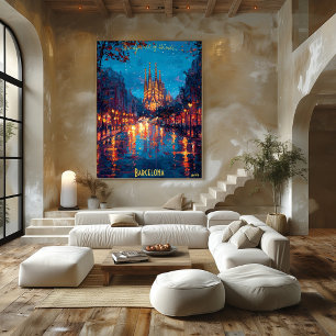 Barcelona Nächte - Sagrada Familia Reflexionen Poster