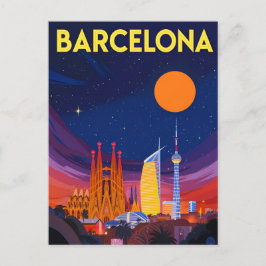 Barcelona Nachthimmel Sagrada Familia Postkarte