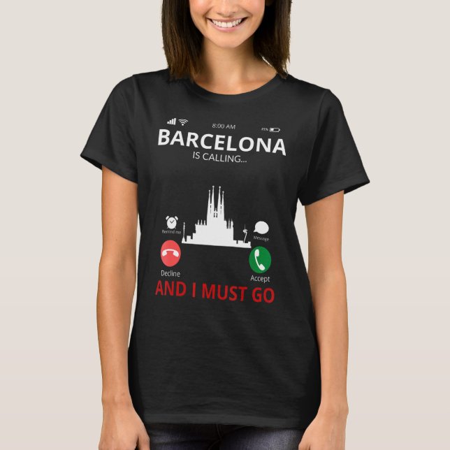 Barcelona nennt Spanien Souvenir T-Shirt (Vorderseite)