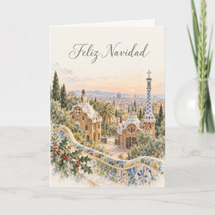 Barcelona Park Güell Aquarell Weihnachten