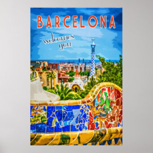 Barcelona Park Güell Banca del Gottardo Poster