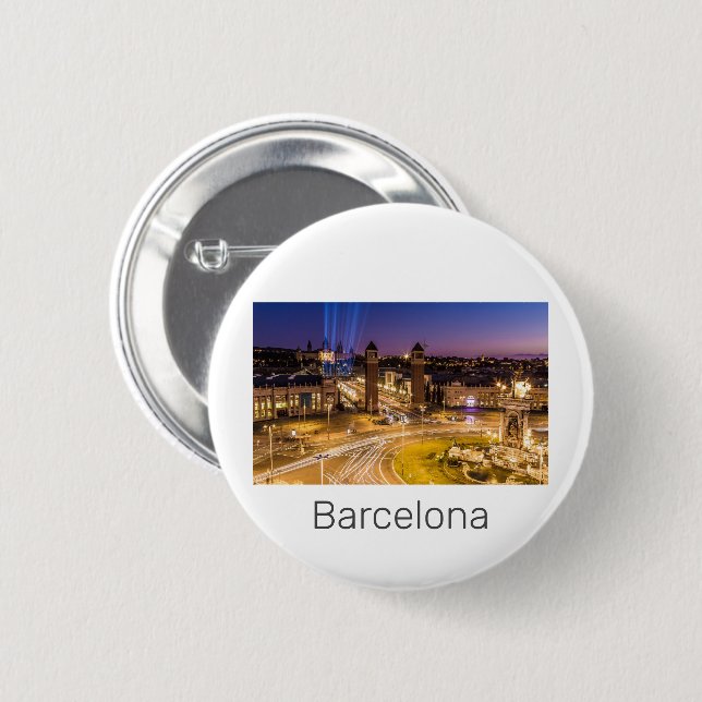 Barcelona Plaza de Espana Katalonien Spanien Sunse Button (Vorne & Hinten)