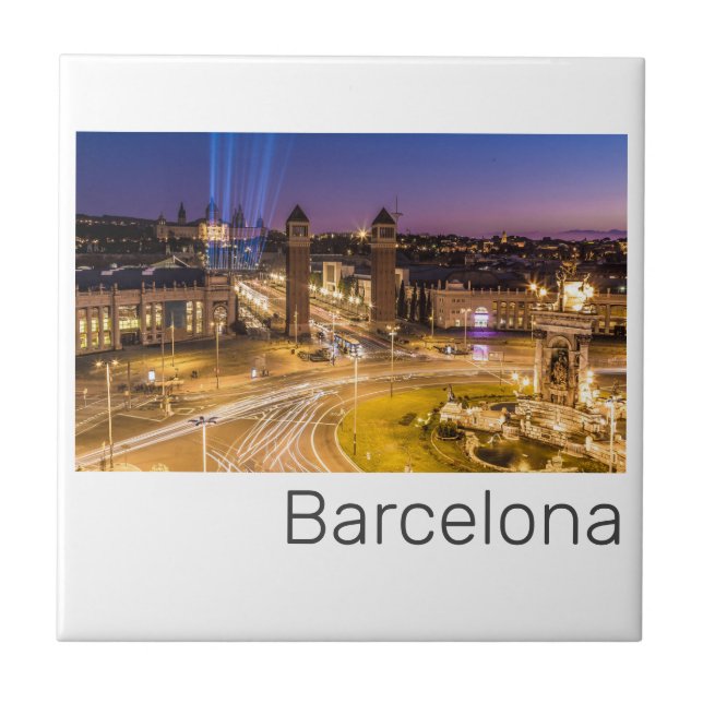 Barcelona Plaza de Espana Katalonien Spanien Sunse Fliese (Vorderseite)