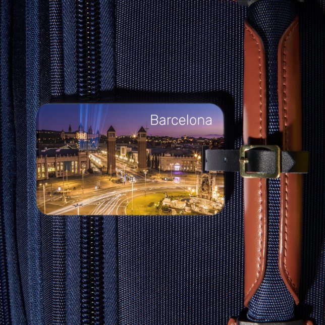 Barcelona Plaza de Espana Katalonien Spanien Sunse Gepäckanhänger (Vorderseite Insitu 4)