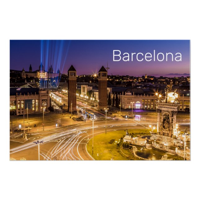 Barcelona Plaza de Espana Katalonien Spanien Sunse Poster (Vorderseite)