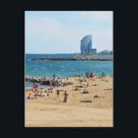 Barcelona Postkarte<br><div class="desc">Barceloneta Strand in Barcelona,  Spanien</div>
